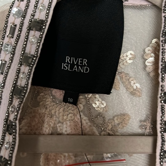 River Island Pink Mesh Sequin Embellished Longline Kimono Dress Cover Up NWT - Picture 4 of 16